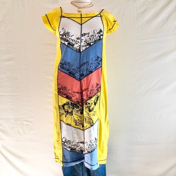 Chevron Stripe Midi Dress Muu Muu Yellow - Picture 4 of 6